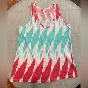 J CREW muted coral & aqua women tank size Small